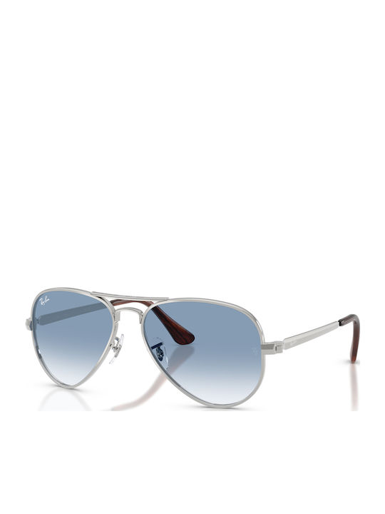 Ray Ban Unisex Sunglasses with Silver Metal Frame and Blue Gradient Mirror Lens RB3925 003/3F