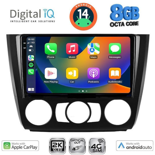 Digital IQ Ηχοσύστημα Αυτοκινήτου για BMW Σειρά 1 2004-2013 με A/C (Bluetooth/USB/WiFi/GPS/Apple-Carplay/Android-Auto) με Οθόνη Αφής 9"