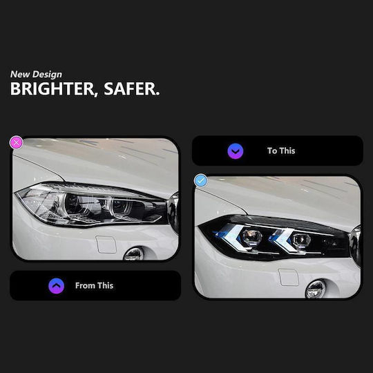Front Lights Set Bmw X5 F15 2013-2018 X6 F16 2014-2019 Conversion To G05 G06 Look Black