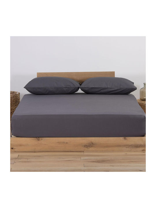 Nef-Nef Homeware Cearșaf Super dublu cu Elastic 160x200+30cm. Jersey Green 109