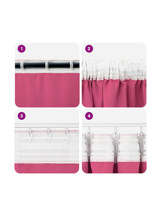 vidaXL Set Perdele Cu Coafură Roz 140x225 cm