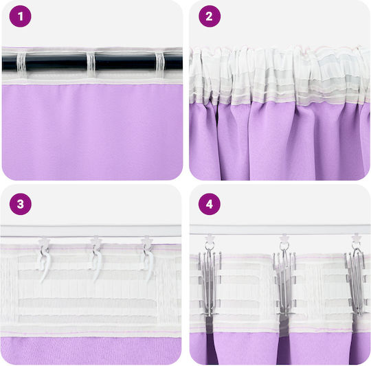 vidaXL Set Perdele Fereastra Cu Coafură Violet 140x225cm