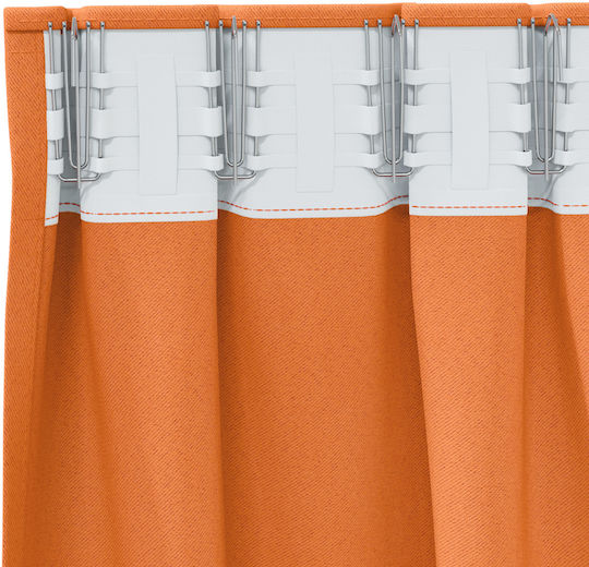 vidaXL Set Vorhänge Fenster mit Bleistiftfalten Orange 140x140cm