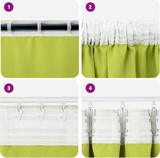 vidaXL Set Perdele cu Coafură Verzi 140x225 cm