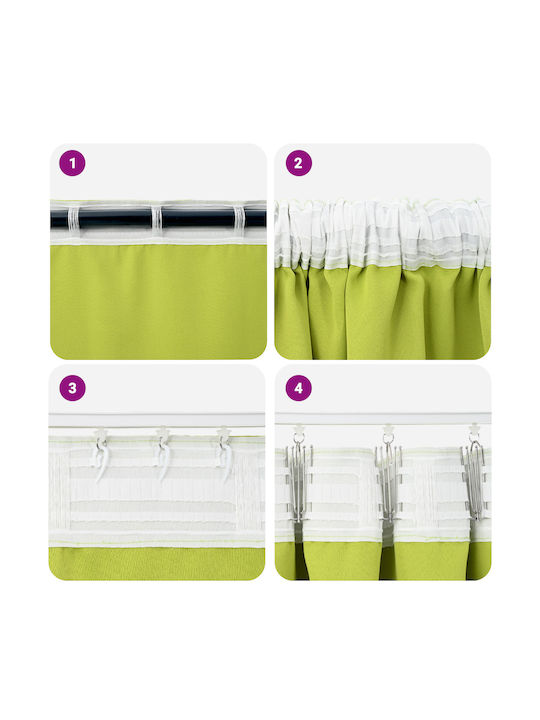 vidaXL Green Window Curtain Set with Pencil Pleat 140x245cm