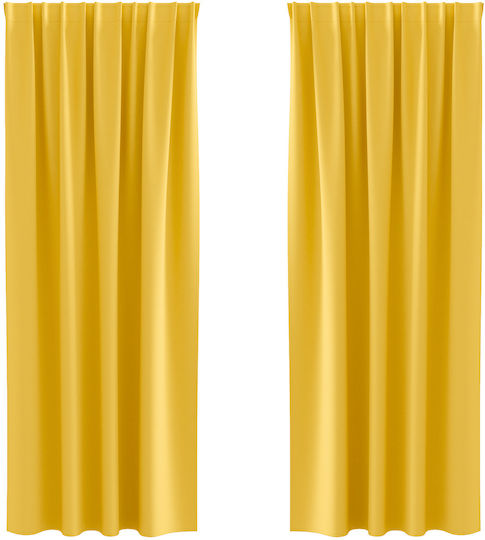 vidaXL Set Perdele Cu Coafură Galbene 140x225 cm