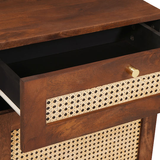 Bedside Table Made of Solid Wood and Mango Glass 50x33x60cm