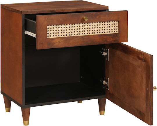 Bedside Table Made of Solid Wood and Mango Glass 50x33x60cm