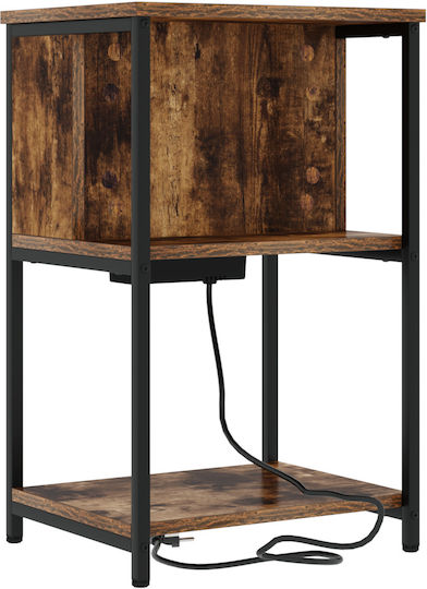 Bedside Table Wooden with Metal Legs Smoked Oak 40x40x61cm