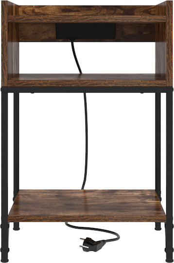 Bedside Table Wooden with Metal Legs Smoked Oak 40x40x61cm