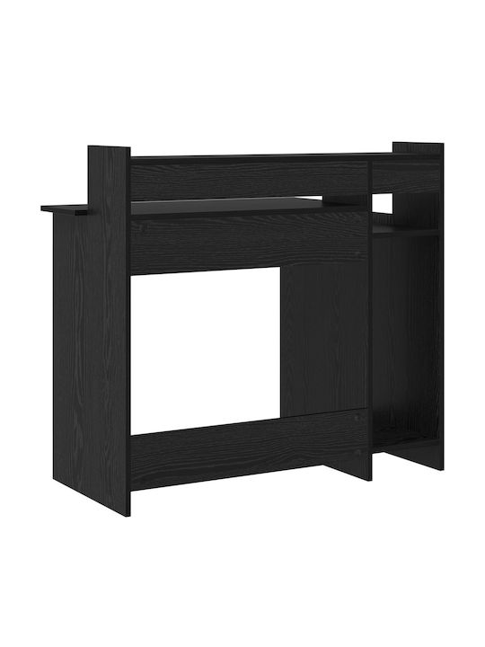 Schreibtisch Lumarko Holz Schwarz Eiche mit Metallbeinen LED und USB Anschlüssen 97x45x90cm