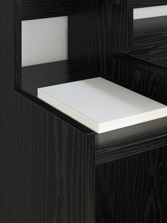 Schreibtisch Lumarko Holz Schwarz Eiche mit Metallbeinen LED und USB Anschlüssen 97x45x90cm