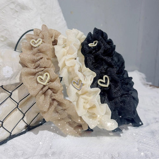Στέκα Μαλλιών Strass Hearts Σαμπανί
