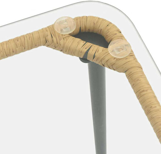 Sitting Room Outdoor Free Standing Rattan Table Natural 80x40x45cm