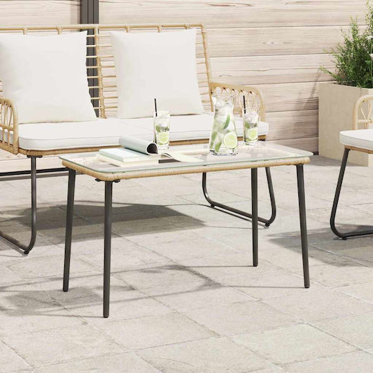 Sitting Room Outdoor Free Standing Rattan Table Natural 80x40x45cm
