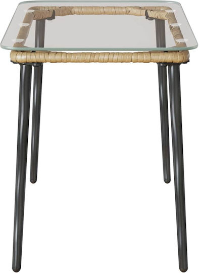 Sitting Room Outdoor Free Standing Rattan Table Natural 80x40x45cm