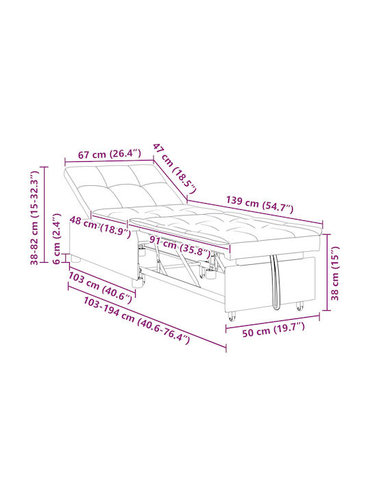Schlafsessel Light Grey 191x67x82cm
