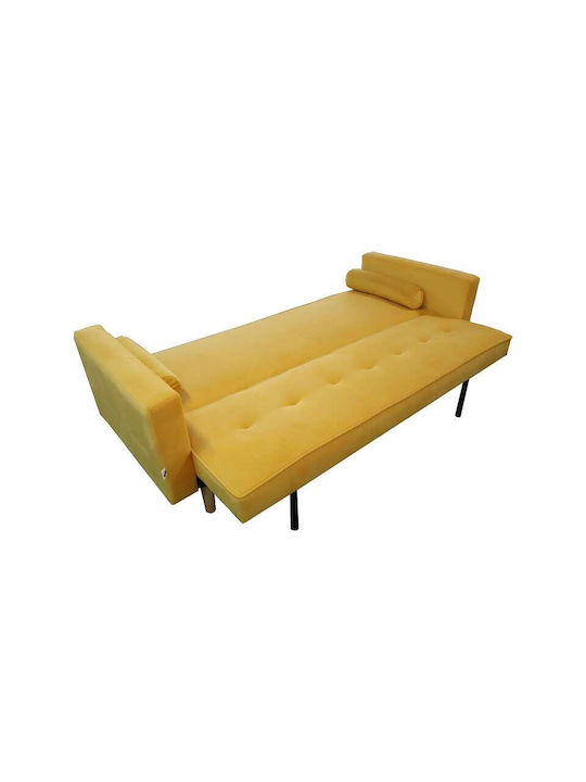 Success Триместен Диван Спалня Кадифен Жълт Кадифе 190x80x84см
