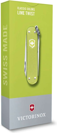 Klassischer Sd Alox Schweizer Armee-Messer 58 Mm 5 Funktionen Metallkörper Grüner Lime Twist