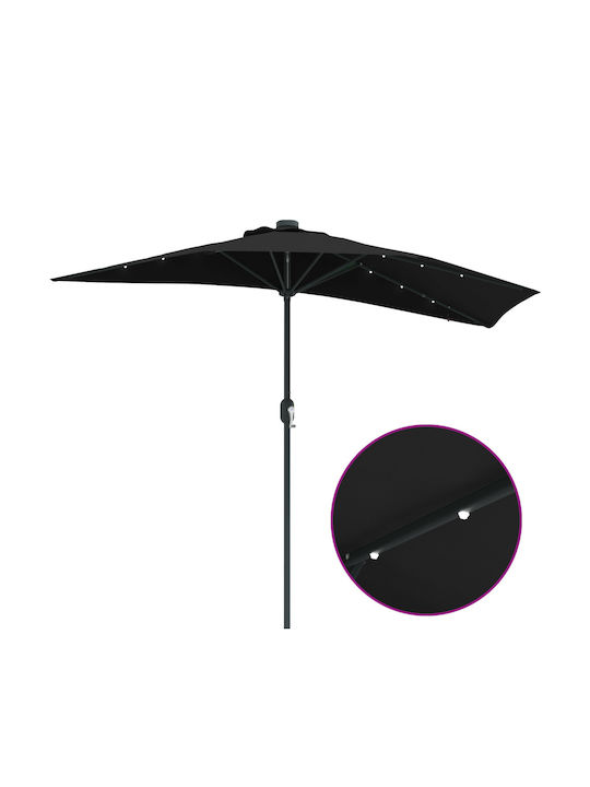 Umbrella Floor Aluminum Black with LED Lighting 2.23x2.23m