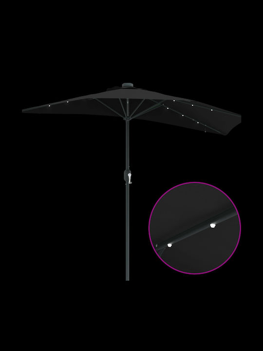 Umbrella Floor Aluminum Black with LED Lighting 2.23x2.23m