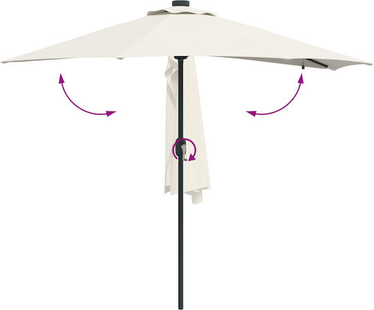 Garten & Terrassen Sonnenschirm Bodenständer Aluminium Beige mit LED-Beleuchtung 2.23x2.23m