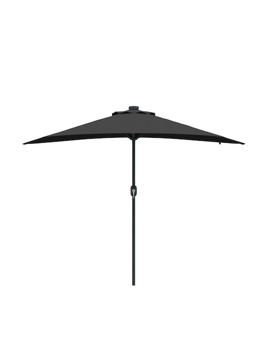 Umbrella Floor Aluminum Black with LED Lighting 2.23x2.23m