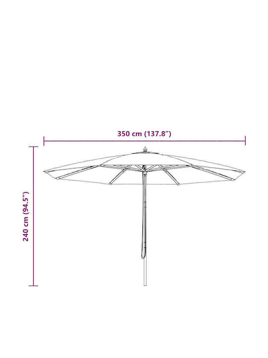 Umbrelă Rotundă Din Lemn Bej Φ3.5m