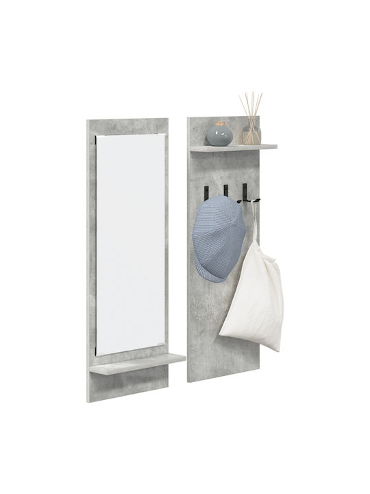 Entry Furniture with Mirror & Hanger Concrete Grey 70x10x90cm