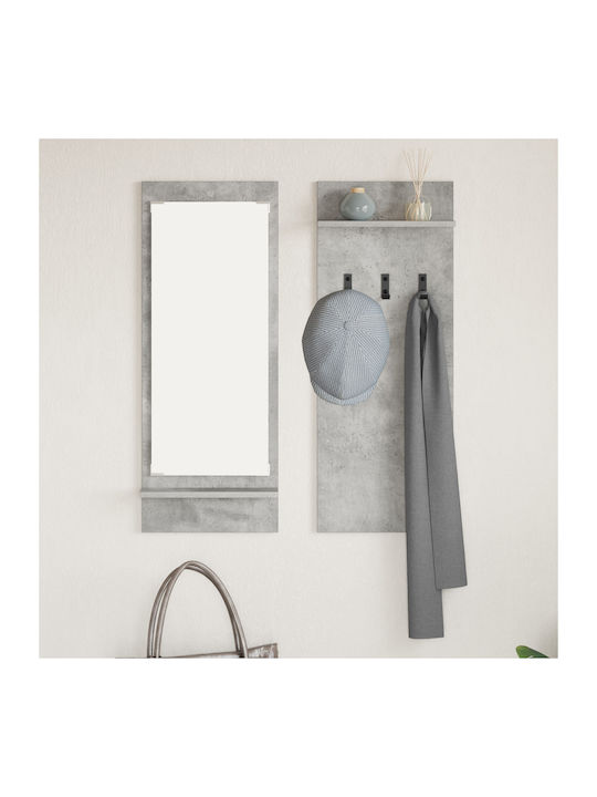 Entry Furniture with Mirror & Hanger Concrete Grey 70x10x90cm