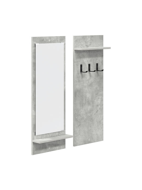 Entry Furniture with Mirror & Hanger Concrete Grey 70x10x90cm