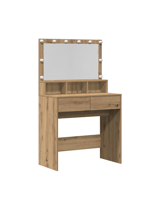 Masă De Toaletă De Podea Din Lemn Stejar Cu Oglindă 80x41x134.5cm