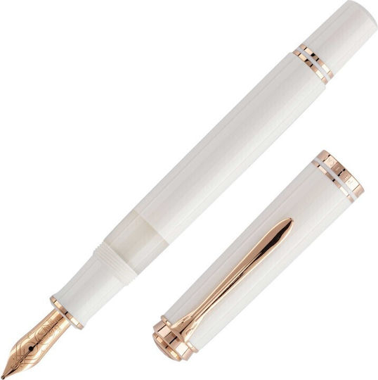 Pelikan Souverän M600 White Rose Gold Special Edition Fountain Pen 4012700827449 Extra Fine 14k Nibs