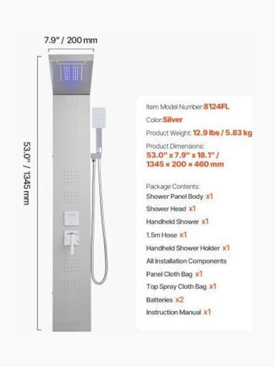 Vevor Shower Column without Mixer Gray
