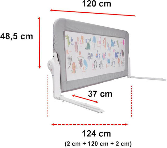 Guimo Pliabil Bară de protecție pentru pat în Culoare Gri 120x14x48εκ. 1buc