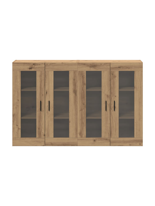 Wall Living Room Display Cabinet made of Particleboard with Glass Artisan Oak 69.5x34x90cm