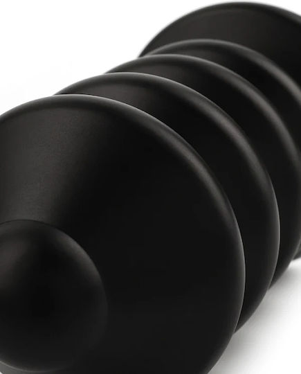 Mr Steel Ass Blaster Premium Aluminium Ribbed Anal Plug Extra Stimulation Medium Black