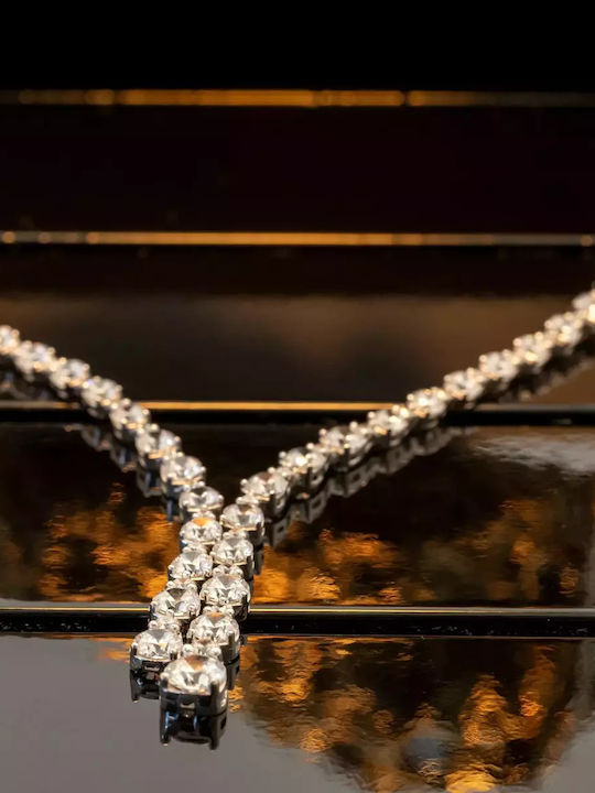 Set with Necklace , Earrings & Bracelet from White Gold 14K with Stones