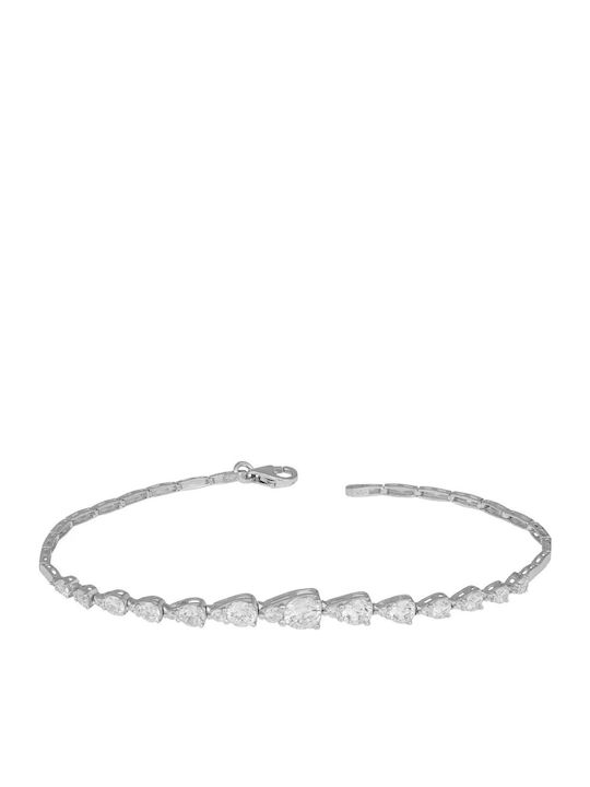 Set with Necklace , Earrings & Bracelet from White Gold 14K with Stones