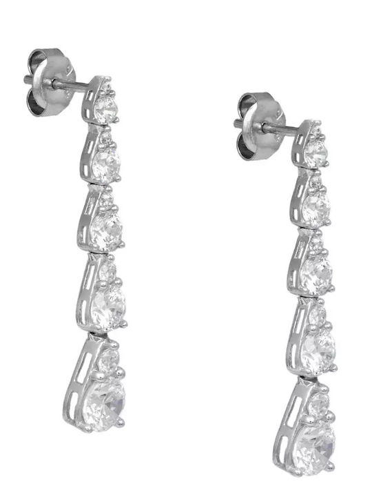 Set with Necklace , Earrings & Bracelet from White Gold 14K with Stones