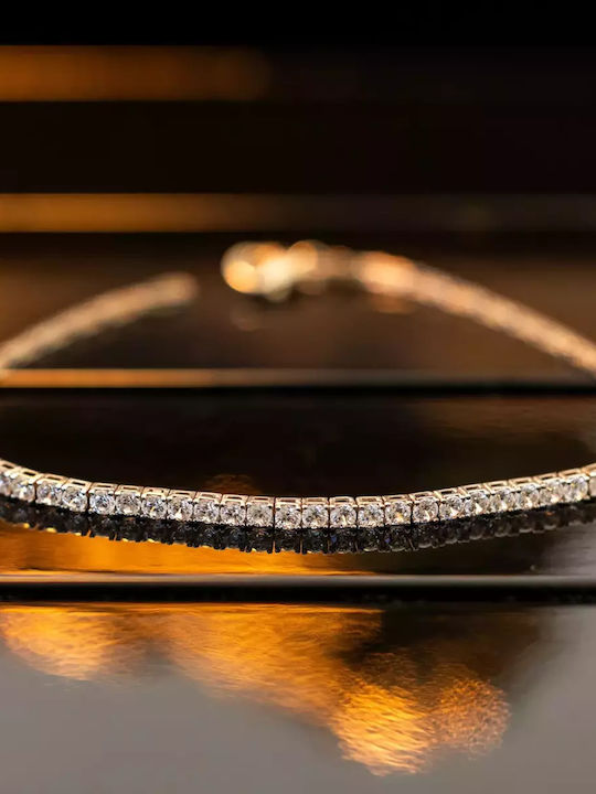 Set with Necklace , Earrings & Bracelet from White Gold 9K with Stones