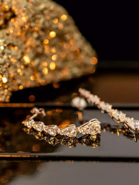 Set with Necklace , Earrings & Bracelet from White Gold 14K with Stones