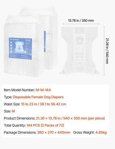 Vevor Pampers pentru câini 58.42 - 58.42cm 144buc