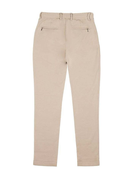 Men's Elastic Slim Fit Trousers Beige
