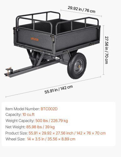 Vevor Σύστημα για Μεταφορά / Ανύψωση Φορτίων Cart για Φορτίο Βάρους έως 39kg σε Γκρι Χρώμα