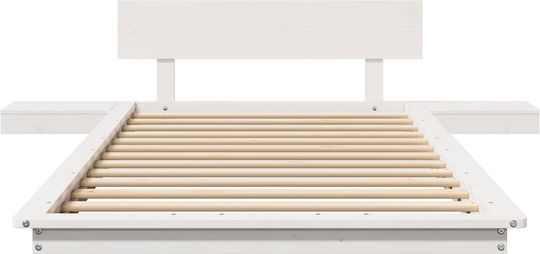 Ein Einzelbett Aus Holz Weiß mit Lattenrost für Matratze 90x190cm