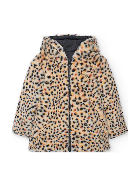 Kinder Freizeitjacke Beidseitig mit Kapuze Black, Leopard