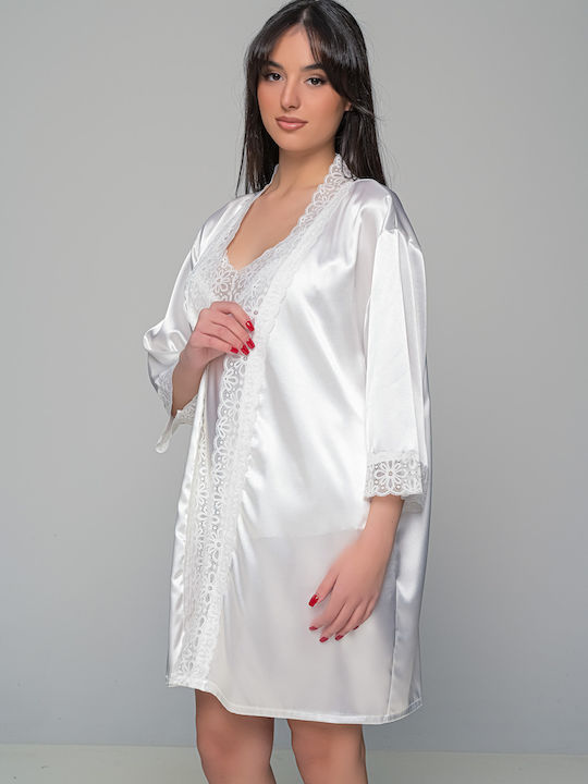 Milena by Paris Summer Bridal Women's Satin Robe Ivory Coast