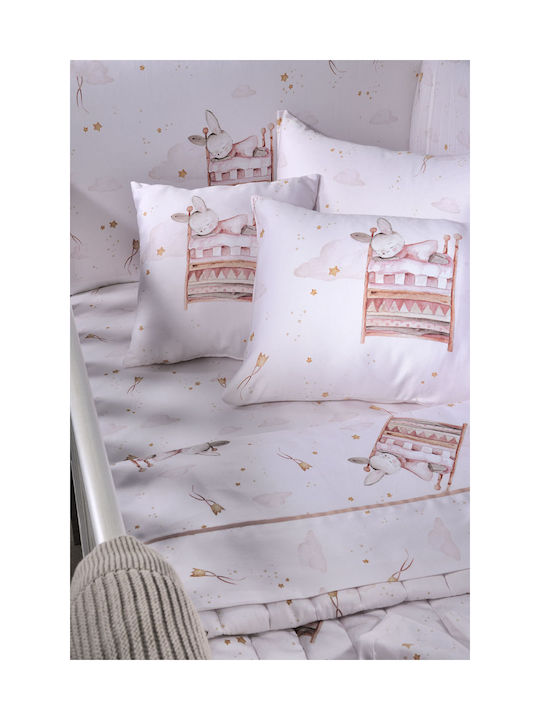 Down Town Home Baby Sheets Set Crib Cotton Satin White 125x175cm 3pcs