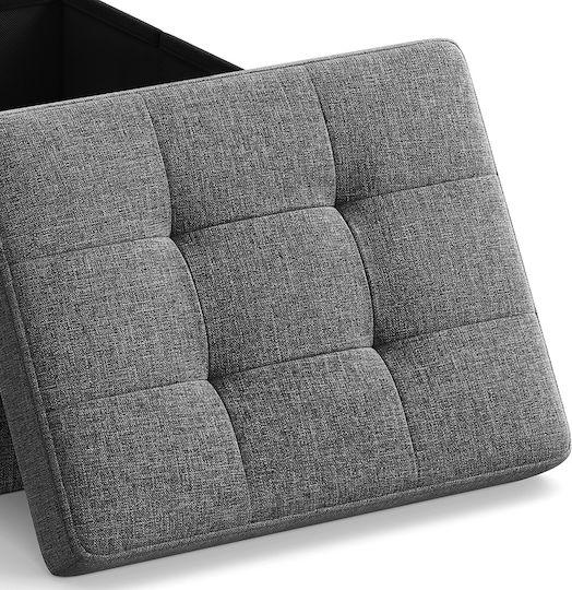 Stool For Living Room Collapsible With Storage Space Wooden Gray 41x31x31cm